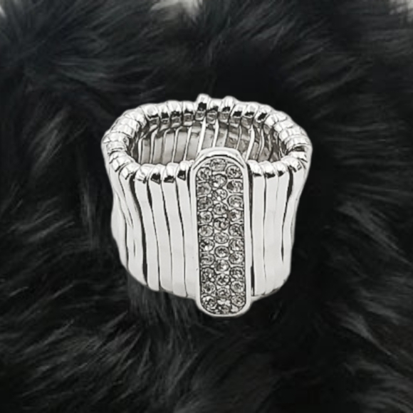 Chico's Jewelry - .👣4/$20. Chico's ~ Silver Tone Slip-on Ring with Shiny Rhinestones